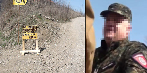 Жандармерија затвара алтернативне путеве којима Срби избегавају шиптарске царинике код јариња, на северу КиМ, не признајући их на територији државе Србије. Извор: "Срби на окуп"