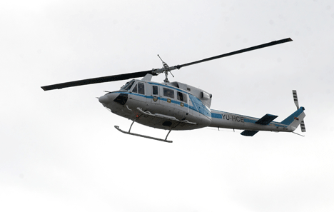 Полицијски хелихоптер над Београдом (Фото Танјуг)