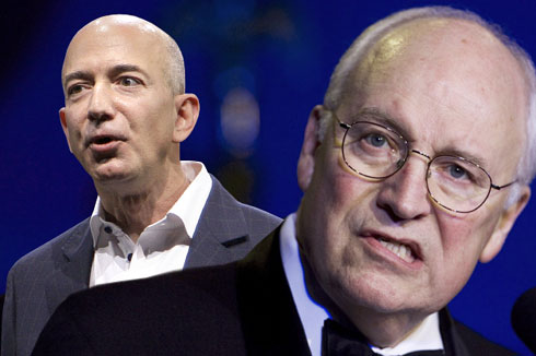 Jeff Bezos, Dick Cheney (Credit: AP/Reed Saxon/Manuel Balce Ceneta/Photo montage by Salon)