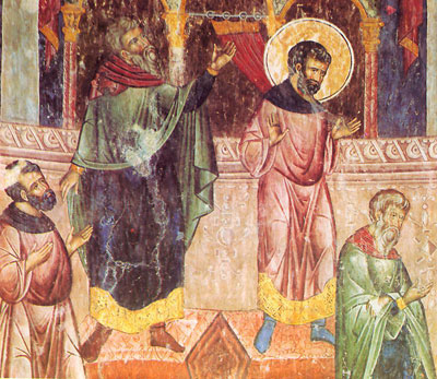 Детаљ фреске Приче о митару и фарисеју, 1410-18 године, Манастир Манасија, Србија
