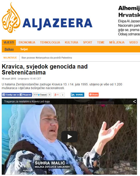 Вест о Кравици на сајту Ал џазире (18. март 2015)