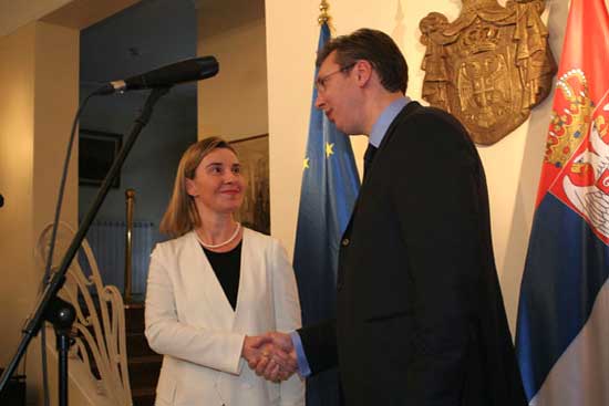 Београд, 27.03.2015 - конференција за новинаре премијера Србије Александра Вучића и високе представнице ЕУ за спољну политику и безбедност и потпредседнице Европске комисије Федерике Могерини после састанка у Београду