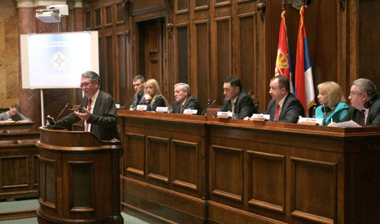 Београд, 07.04.2015 - амбасадор Русије у Београду Александар Чепурин на округлом столу „Нови безбедносни изазови у Европи и Евроазији и улога Србије“ у Скупштини Србије, у организацији Центра за геостратешке студије и Фонда „Слободан Јовановић“ уз подршку Института ОДКБ