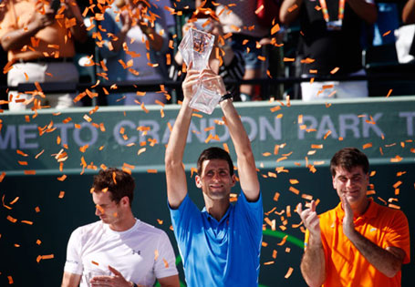 Мајами, 05.04.2015 - најбољи светски тенисер Новак Ђоковић победио је у мечу против британског тенисера Енди Мареја у финалу мастерс турнира у Мајамију, 2:1; 7-6 (3), 4-6, 6-0