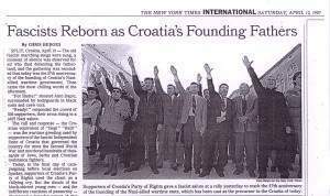 Повампирене усташе као оци утемељитељи Хрватске Усташки митинг у Сплиту поводом 67-ме обљетнице Павелићеве државе (Извор: New York Times, 12. IV 1997)