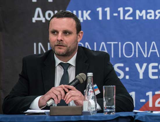 Manuel Ochseinreiter in Donetsk аt the conference "Donbas yesterday, today, tomorrow"