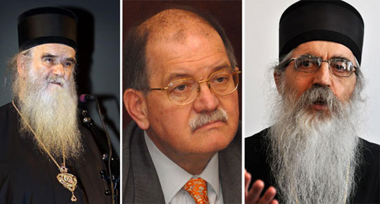 Митрополит црногорско-приморски Амфилохије, амбасадор у Унеско Дарко Танасковић и епископ бачки Иринеј