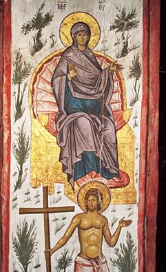 Пресвета Богородица и покајани разбојник у манастиру Дечани, Србија