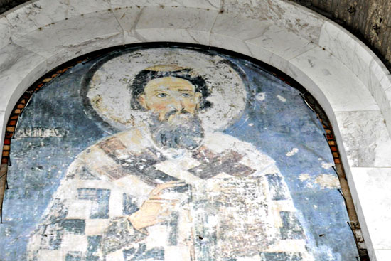 Фреска с ликом святителя Саввы в белградском храме. Фото Елены Оганесян.